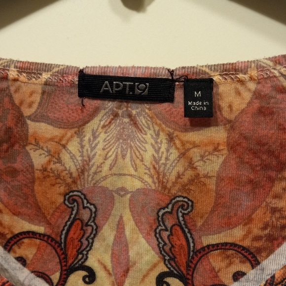 Apt9 Patterned Top Orange/Pink, Medium, Good Condition, So Pretty - Picture 2 of 5